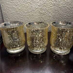 Gold Mercury Glass Votive Holders - Set of 3